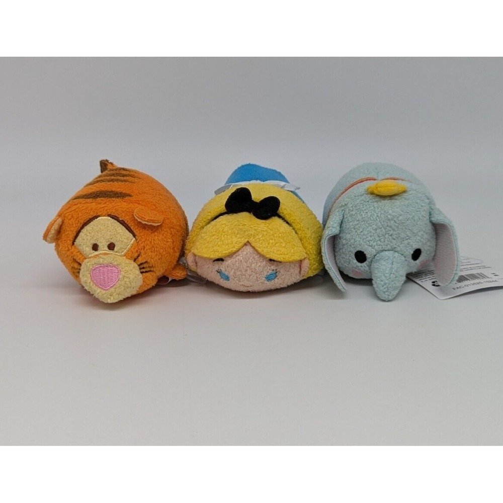Disney Tsum Tsum Mini Plush 3.5" Dumbo Tigger Pooh Alice in Wonderland Lot of 3
